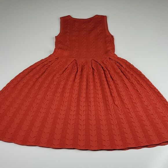 ANTHROPOLOGIE PSL Far Away From Close CABLEKNIT RED ORANGE RUST FIT FLARE DRESS - Picture 11 of 11